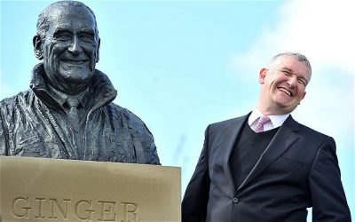 Donald MCCain with the bust of his father